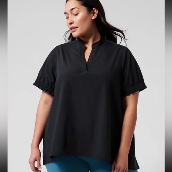Athleta Tops - Athleta Levitate Poplin Tee - Black Large